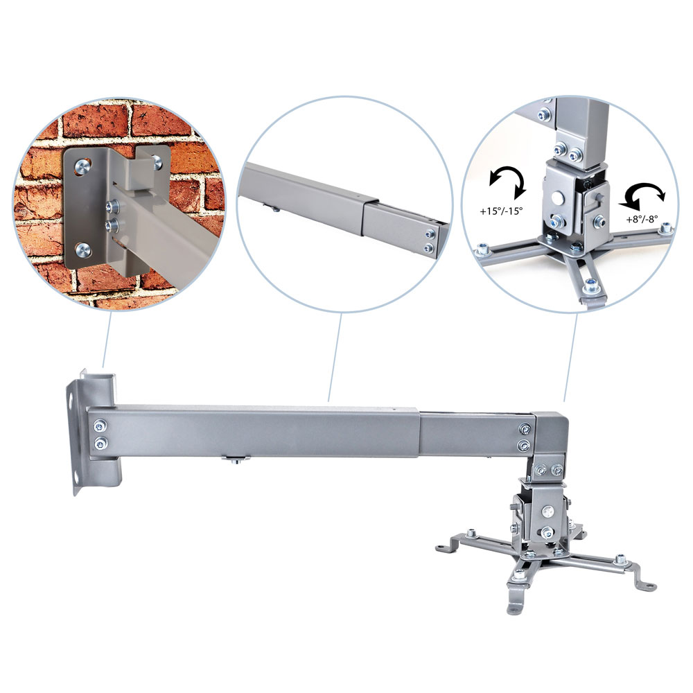 NEW Pyle PRJWM8 Universal Projector Wall Mount W/ Telescoping Length