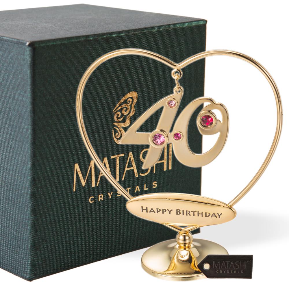 24k Gold Plated Happy Anniversary Heart Ornament Made w//Genuine Matashi Crystals