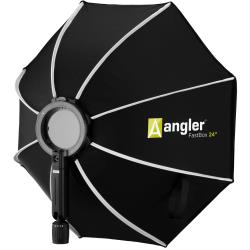 Angler FastBox 24" Octagonal Softbox – Quick Setup Light Modifier for On-Camera Flash, Silver Interior, 120° Tilt Pistol Grip, 58" Stand Mount, Inner Baffle and Front Diffuser