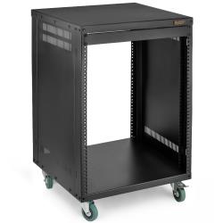Auray ERS-12U 12U Heavy-Duty Steel Equipment Rack with Vented Side Panels, 3-Inch Locking Casters, Open-Frame Design for Audio, Video, Studio Recording and Broadcast Applications