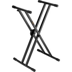 Auray Double-X Keyboard Stand with Clutch Lock, Adjustable Height, Heavy-Duty Metal Construction, 200 lb Capacity, Non-Slip Rubber Support, Foldable Design