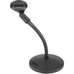 Auray 6" Flexible Gooseneck Desktop Mic Stand with Weighted Base, Durable Steel Construction, Microphone Clip, Nonslip Rubber Feet, Black – Ideal for Podcasting, Streaming, and Studio Use