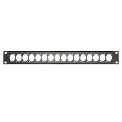 Auray-1U-19"-Rack-Panel-for-16-D-Series-Connectors-–-Compatible-with-XLR,-speakON,-powerCON-–-Steel-1RU-Rackmount-Plate-for-Audio,-Video,-PA-and-Lighting-System-Integration-(Black)