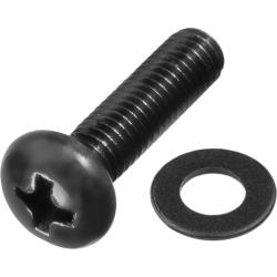Auray 10-32 Phillips Rack Screws and Nylon Washers, 34-Inch Length, Black Matte Hardware for Industry-Standard Equipment Racks, Set of 25