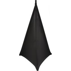 Auray Black Speaker and Lighting Stand Skirt, Fire-Retardant Washable Nylon Stretch Fabric, Two-Sided Tripod Cover for DJ, Wedding, Banquet, Worship and Event Stands, Fits Up to 6 Feet