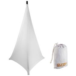 Auray SK-4SLSW White Speaker and Lighting Stand Skirt, 6-Foot Stretch Nylon Tripod Scrim Cover, Fire-Retardant Washable Two-Sided DJ Event Decor for Weddings, Banquets, Churches and Corporate Events