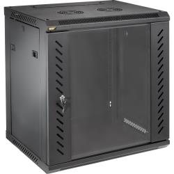Auray 12 RU Deep 600mm Server Rack, 19-Inch Wall-Mountable Steel Network and Telecom Cabinet, Locking Window Door, 132 lb Capacity, Front and Rear Rails, Fan Vents and Cable Routing