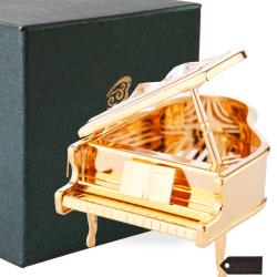 24K Gold Plated Crystal Studded Grand Piano Ornament by Matashi