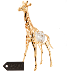24K Gold Plated Crystal Studded Gold Giraffe Ornament by Matashi