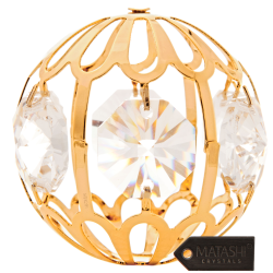 24K Gold Plated Crystal Studded Christmas Ball Ornament by Matashi