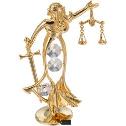 24K Gold Plated Crystal Studded Lady Of Justice Ornament by Matashi