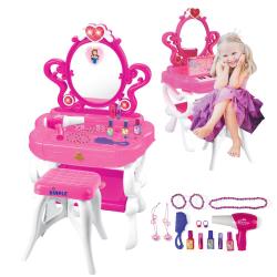 2-in-1-Princess-Pretend-Play-Vanity-Set-Table-w-Working-Piano-Beauty-Set-for-Girls-w-Toy-Makeup-Cosmetics-Accessories,Hair-Dryer,-Keyboard,Flashing-Lights,Image-of-Princess-Appears-in-MirrorGreat-Gift