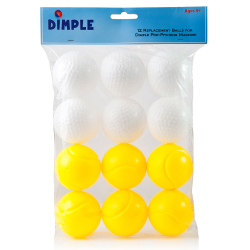 12-Pack-of-Kids-Plastic-2-inch-Diameter-Practice-Baseball,-Golf-Ball,-Tennis-Balls,-Children-Game-Toy-Balls-for-Indoor-and-Outdoor-Use----White-and-Yellow-Balls,-by-Dimple