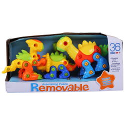 Dinosaur-Take-Apart-Toy-Set-for-Kids-by-Dimple---Premium-pack-of-3-Educational-Build-Your-Own-Dino-Toys,-(106-pieces)-Top-Construction-Toy-for-Boys-Girls-and-Toddlers,-Great-Learning-Toy-Gift-for-Chil
