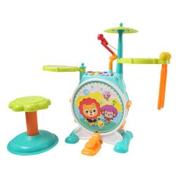 Electric Big Toy Drum Set For Kids By Dimple - Comes with Microphone Pedal n Stool - Pre Recorded Songs instruments music Lights n Sounds - Best Fun Playset for Boys n Girls -  Great Gift for Children
