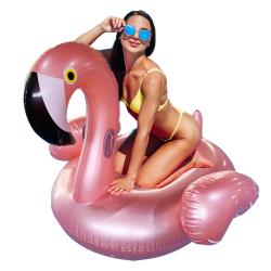 Dimple Giant Inflatable Luxurious Flamingo Pool Float Toy 60x60x34 inches, Fun Beach Floaties, Swim Party Toys, Pool Island, Large Summer Swimming Pool Raft Lounge for Adults and Kids (Rose Gold)