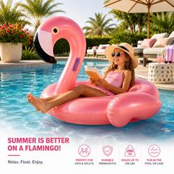 Dimple Giant Inflatable Luxurious Flamingo Pool Float Toy 60x60x34 inches, Fun Beach Floaties, Swim Party Toys, Pool Island, Large Summer Swimming Pool Raft Lounge for Adults and Kids (Rose Gold)
