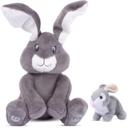 Dimple-Milo-Stuffed-Bunny-Toy,-Animated-Interactive-Bunny-with-Peek-a-Boo-Feature-with-Singing-Songs-and-Grey-Plush-Baby-Bunny,-Perfect-Baby-Plush-Toy-Gift-for-Ages-0-an-Up,-Grey