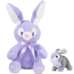 Dimple Bunny Set - Bella Animated Interactive Purple Bunny with Peek-a-Boo Feature and Singing Songs Plus Super-Soft Grey Baby Bunny Plush - Perfect Baby Plush Toy Gift for Ages 0 and Up