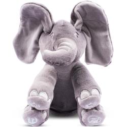 Dimple Emery Elephant Stuffed Animal Toy - Animated Plush Grey Singing Elephant, Interactive Musical Peek-a-Boo for Babies and Kids, Perfect for Toddlers, Ages 0 and Up