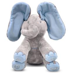 Dimple Kyle Elephant Stuffed Animal Toy - Animated Plush Blue Singing Elephant, Interactive Musical Peek-a-Boo for Babies and Kids, Perfect for Toddlers, Ages 0 and Up with baby
