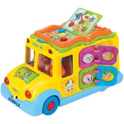 Educational Interactive School Bus Toy with Tons of Flashing Lights, Sounds, Responsive Gears and Knobs to Play with, Tons of Fun, Great for Kids and Toddlers by Dimple