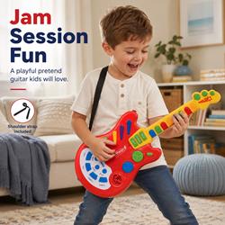 Toy Electric Guitar with over 20 Interactive Buttons, Levers and Modes with Sound and Lights by Dimple