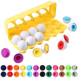 Dimple Fun Egg Matching Toy - Toddler STEM Easter Eggs Toys - Shape Recognition Toys for Kids - Educational Color Sorting Toys - Montessori Learning Toys for Boy and Girl - Play Egg Shapes Puzzle Set