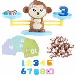 Dimple Monkey Balance Counting Educational Math Toy for Girls and Boys, STEM Toys for ages 4 5 6 7 8 year olds, Kindergarten Preschool Learning Numbers Toy, Kids Number Game