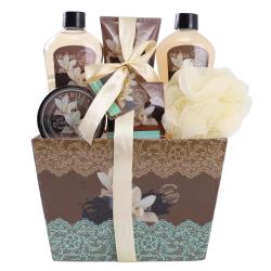 Spa Gift Basket for Women with Refreshing “Seductive Vanilla” Fragrance by Draizee – Luxury Bath and Body Set Includes 100% Natural Shower Gel, Bubble Bath, Body Lotion, Body Scrub, Bath Salt and Much More! – #1 Best Gift Idea for Christmas, Holiday