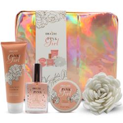 Bath Gift Set for Girls and Women with Refreshing Princess Flower Fragrance by Draizee - 4 Pieces– Luxury Skin Care Set Includes Body Lotion, Body Mist, Bath Salts, Body Puff  #1 Best Gift Idea for Wife, Mom, for Christmas, Teens, Girls