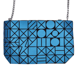Blue Shoulder Handbag with Metal Chain and Stylish Geometric Design - Crossbody Messenger Bag Purse for Casual and Formal Use – Convertible, Lightweight and Durable Makeup Bag by Draizee