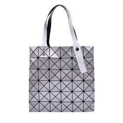 Silver Women Tote Bag Purse Handbag – PU Leather Shoulder Bag with Adjustable Handle and Large Storage - Geometric Diamond Lattice Ladies Purse by Draizee