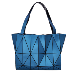 Blue Diamond Lattice Handbag for Women - Gloss Convertible Shoulder Tote Bag with Adjustable Handles - PU Leather Fashionable and Stylish Messenger Tote Bag Purse for Party, Wedding and Causal Use by Draizee