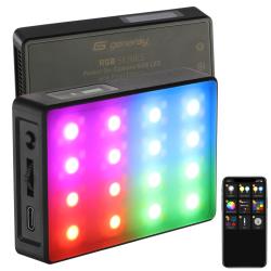 Genaray Portable Compact On-Camera RGB LED Light Panel - 2800-8000K CCT, Bluetooth Control, CRI 971, TLCI 99, 10 Lighting Effects, 48-Color Gel, Cold Shoe Mount, Rechargeable - For Vloggers and Content Creators