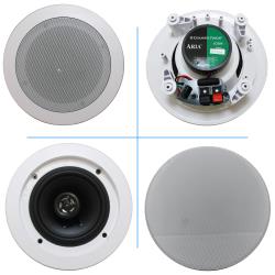525” Ceiling Wall Mount Speakers - Pair of 2-Way Mid bass Woofer Speaker 1 Polymer Dome Tweeter Flush Design w 80Hz - 20kHz Frequency Response and 160 Watts Peak Easy Installation