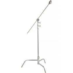Impact 40-Inch Chrome C-Stand with Turtle Base, Grip Arm and 25-Inch Grip Head, 22 lb Load Capacity, 10 ft Height, 58-Inch Stud for Photo Video Film Studio Lighting and Grip Equipment