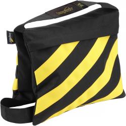 Impact 20 lb Filled Saddle Sandbag, Caution Striped Cordura Nylon, Water-Resistant Double-Zipper Weight Bag with Webbed Handles for Light Stands, Booms, Tripods and Background Supports
