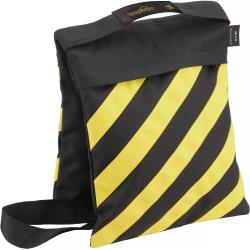 Impact 25 lb Filled Saddle Sandbags, Caution Striped Cordura Nylon, Water-Resistant Double-Zipper Weight Bags for Light Stands, Booms, Tripods and Backgrounds, Set of 6
