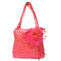 Easter Fun Chiffon Rose Handbag with Zipper Closure (Hot Pink)