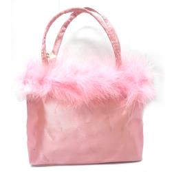 Pink Satin Marabou Handbag, Easter Fun with Zipper Closure (Single)