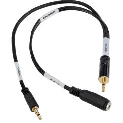 Kopul ACH4-25MON 25 dB Line-to-Mic Attenuator Cable, 1 ft, Dual Straight 35 mm TRS Connectors, Headphone Monitoring Tap and RF Shielding for Digital Recorders and DSLR Cameras