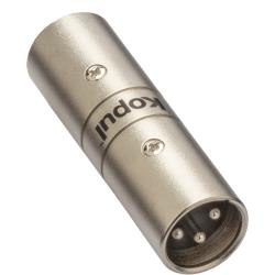 Kopul 3-Pin XLR Male to 3-Pin XLR Male Turnaround Adapter, Nickel-Plated Connections, Rugged Metal Construction, Silver, for Microphone Cable Gender Conversion