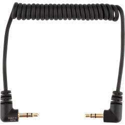 Kopul 35mm TRS Male to Male Right-Angle Coiled Stereo Audio Cable, 8 to 24 in, Gold-Plated Connectors, OFC Shielded, Black