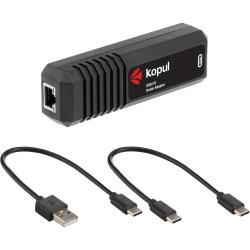 Kopul 2-Channel IO Adapter for Dante Network - 2-in2-out Bidirectional Audio, RJ45 and USB-C Connectors, Plug-and-Play, 24-bit48kHz, Rugged ABS Construction for Laptop, PC, MacBook and Smartphones
