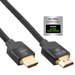 Kopul 8K HDMI Cable, 33 ft – Premium Ultra High-Speed with 48 Gbs bandwidth, triple-layer shielding, braided design, gold-plated connectors, flame-resistant – Ideal for UHD home theater and professional video setups