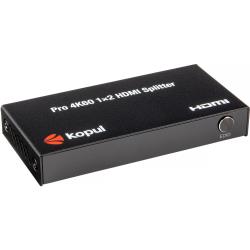 Kopul Pro 1x2 HDMI 20 Splitter, 4K60 UHD, HDR, HDCP 2214, EDID Control, 18 Gbps, 8-Channel Audio, Auto Scaling for TVs, Monitors, Projectors, Digital Signage
