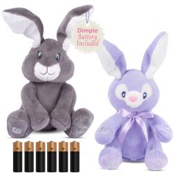 Dimple Milo and Bella Stuffed Bunny Toy Set - Animated Interactive Baby Bunny with Peek-a-Boo Feature and Singing Songs - Perfect Baby Plush Toy Gift for Ages 0 and Up, Battery Included