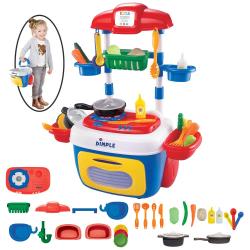 Lot of (2) Dimple Toy Playsets with Premium On The Go Carrier Toy Construction Tool Box Kit w Wheels (23-Piece Set) and Total Kitchen Play Set with With Lights for Girls, Boys, Toddlers Great Christmas Gift