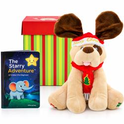 Dimple Diddles Christmas Singing and Peek-A-Boo Puppy Gift Set with Storybook, Batteries, Screwdriver and Holiday Gift Box